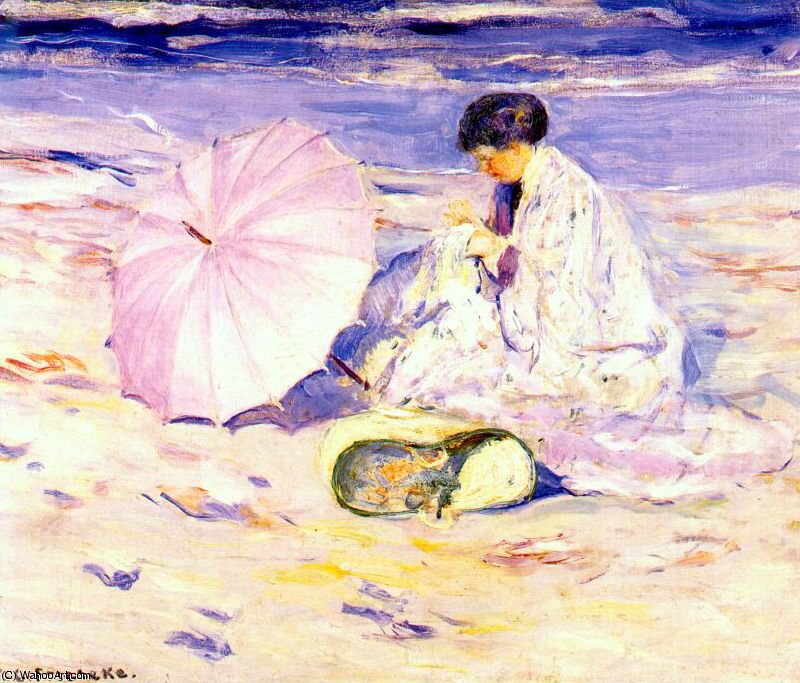 Order Art Reproductions on the beach in corsica, 1913 by Frederick Carl Frieseke (1874-1939, United States) | ArtsDot.com