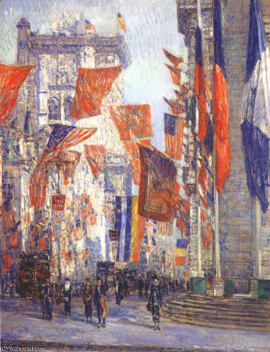 Order Paintings Reproductions avenue of the allies, 1918 by Frederick Childe Hassam (1859-1935, United States) | ArtsDot.com