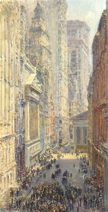 Order Artwork Replica lower manhattan (broad and wall streets), 1907 by Frederick Childe Hassam (1859-1935, United States) | ArtsDot.com