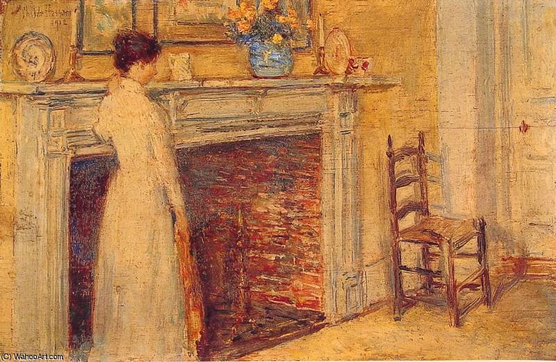 Order Oil Painting Replica the fireplace by Frederick Childe Hassam (1859-1935, United States) | ArtsDot.com