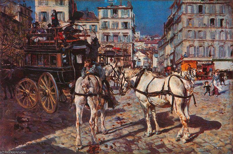 Order Oil Painting Replica Bus on the Pigalle Place in Paris by Giovanni Boldini (1842-1931, Italy) | ArtsDot.com