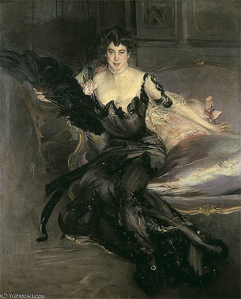 Order Paintings Reproductions Portrait of a Lady Mrs Lionel Phillips, 1903 by Giovanni Boldini (1842-1931, Italy) | ArtsDot.com
