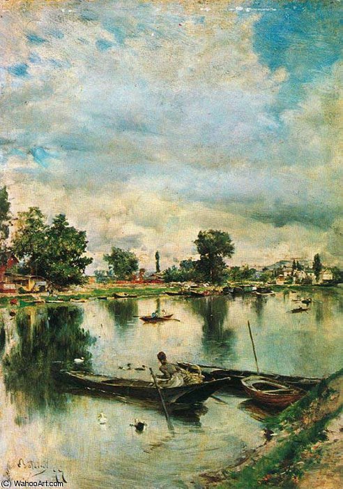 Order Paintings Reproductions river landscape by Giovanni Boldini (1842-1931, Italy) | ArtsDot.com