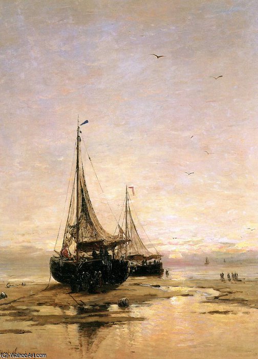 Buy Museum Art Reproductions pinks on the beach sun by Hendrik Willem Mesdag (1831-1915, Netherlands) | ArtsDot.com