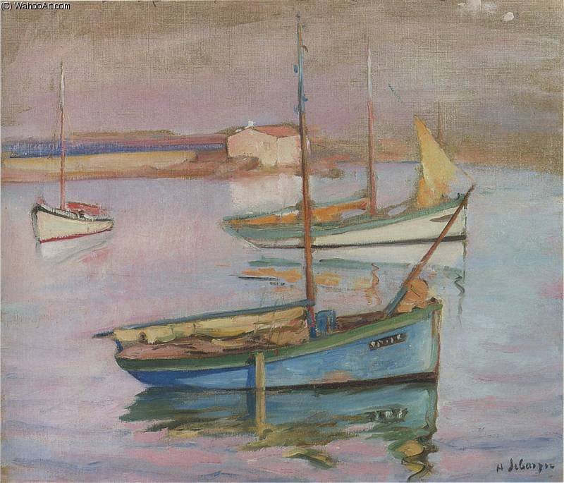 Order Oil Painting Replica Boats at the Port Ile de Yeu by Henri Lebasque (1865-1937, France) | ArtsDot.com