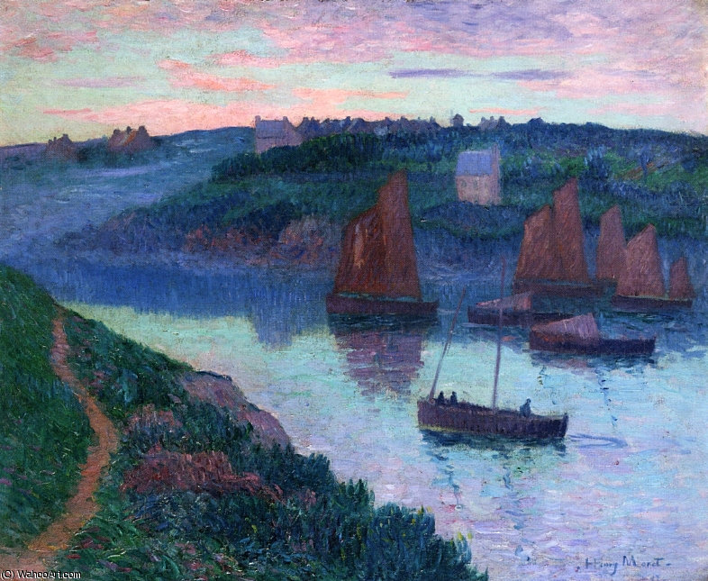 Order Paintings Reproductions Fishing Boats in Brittany, 1897 by Henri Moret (1856-1913, France) | ArtsDot.com