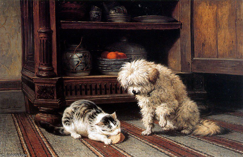 Order Paintings Reproductions two cheese lovers sun by Henriette Ronner Knip (1821-1909, Netherlands) | ArtsDot.com
