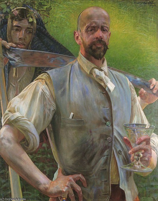 Order Oil Painting Replica Selfportrait with Death by Jacek Malczewski (1854-1897, United States) | ArtsDot.com