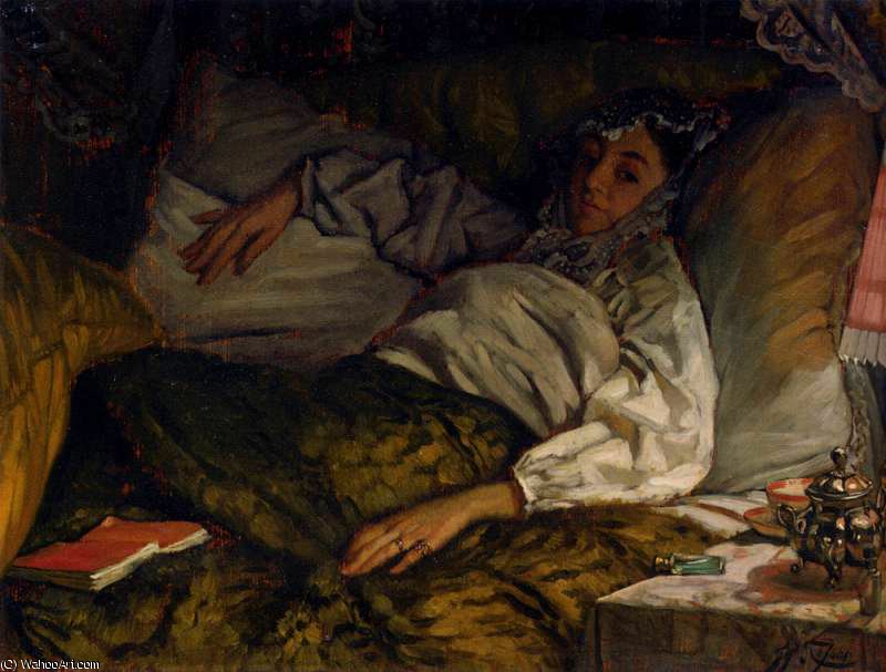 Order Oil Painting Replica TA Reclining Lady by James Jacques Joseph Tissot (1836-1902, France) | ArtsDot.com