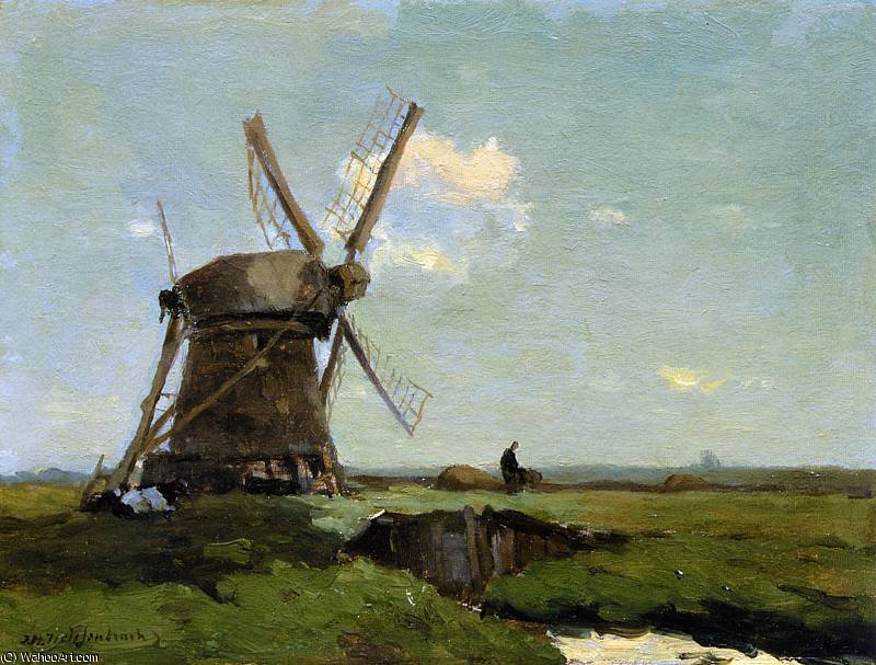 Buy Museum Art Reproductions Mill in landscape Sun by Jan Weissenbruch (1824-1903, Netherlands) | ArtsDot.com