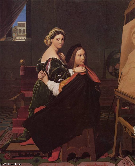 Order Art Reproductions Raphael and the Fornarina by Jean Auguste Dominique Ingres (1780-1867, France) | ArtsDot.com