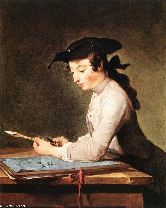 Buy Museum Art Reproductions the draughtsman by Jean-Baptiste Simeon Chardin (1699-1779, France) | ArtsDot.com