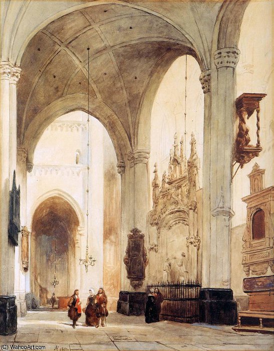 Buy Museum Art Reproductions church in breda sun by Johannes Bosboom (1817-1891, Netherlands) | ArtsDot.com