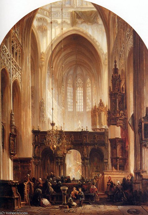 Order Oil Painting Replica Sint Jans s Hertogenbosch Sun by Johannes Bosboom (1817-1891, Netherlands) | ArtsDot.com