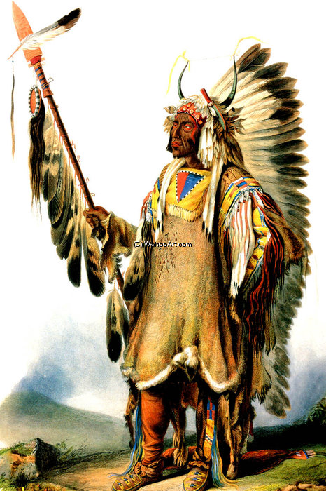 Buy Museum Art Reproductions Mato-Tope Mandan Chief, 1833 by Karl Bodmer (1809-1893, Switzerland) | ArtsDot.com