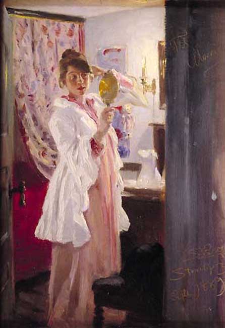 Buy Museum Art Reproductions Marie en el espejo, 1889 by Peder Severin Kroyer (1851-1909, Norway) | ArtsDot.com