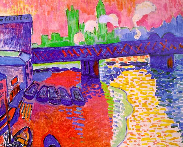 Order Oil Painting Replica Charing Cross Bridge, London by André Derain (Inspired By) (1880-1954, France) | ArtsDot.com