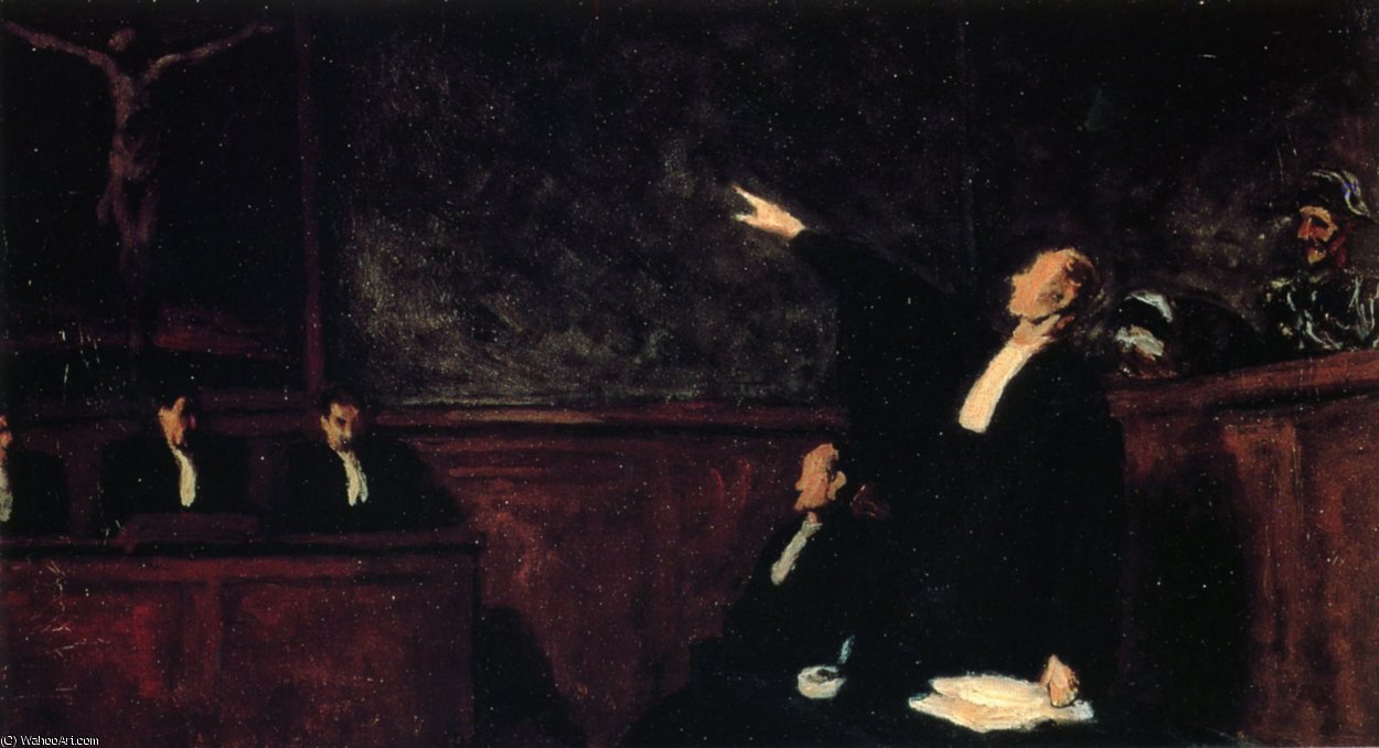 Buy Museum Art Reproductions Au tribunal, huile sur toile With the court, oils on fabric by Honoré Daumier (1808-1879, France) | ArtsDot.com