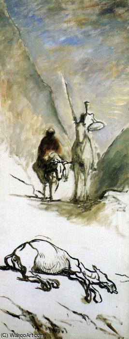 Order Oil Painting Replica Don quichotte et la mule morte, huile sur toile Gift quichotte and the mule died, oil on fabric by Honoré Daumier (1808-1879, France) | ArtsDot.com