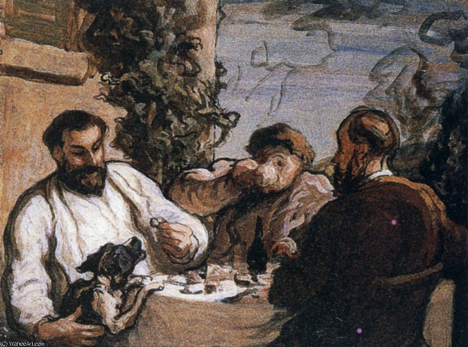 Buy Museum Art Reproductions Déjeuner dans la campagne, Huile sur toile To lunch in the countryside, Oils on fabric by Honoré Daumier (1808-1879, France) | ArtsDot.com