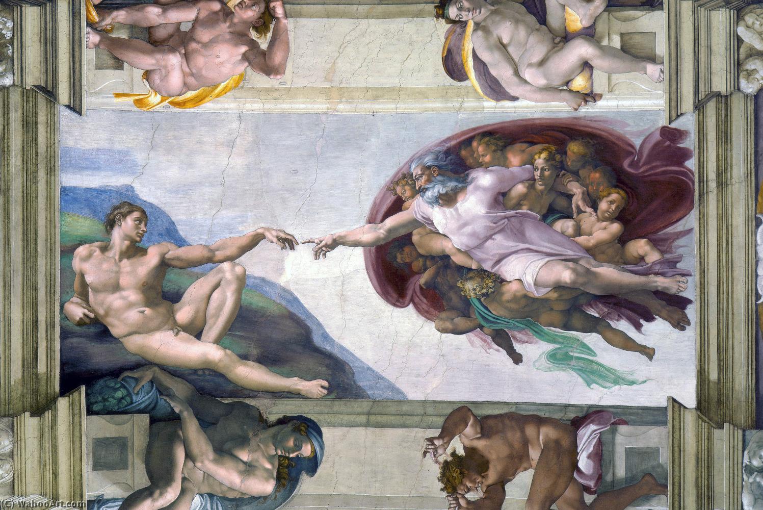 顺序 油畫 亚当的创建(西斯廷礼拜堂), 1512 通过 Michelangelo Buonarroti (1475-1564, Italy) | ArtsDot.com