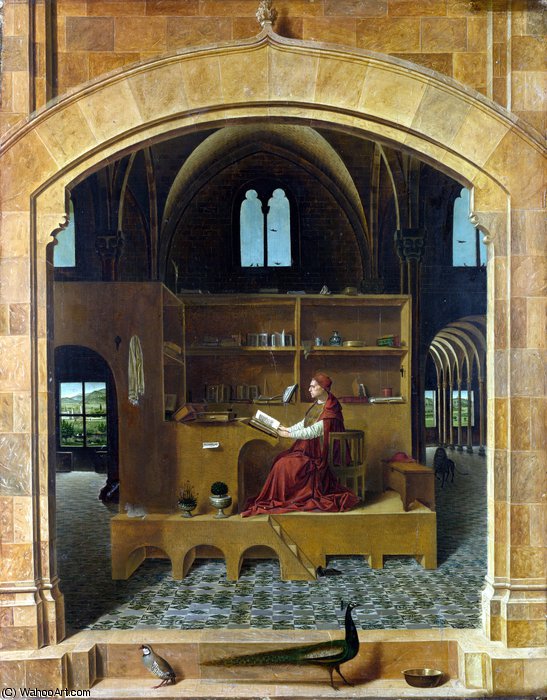 Order Paintings Reproductions Saint Jerome in his Study by Antonello Di Giovanni Di Antonio (Antonello Da Messina) (1430-1479, Italy) | ArtsDot.com