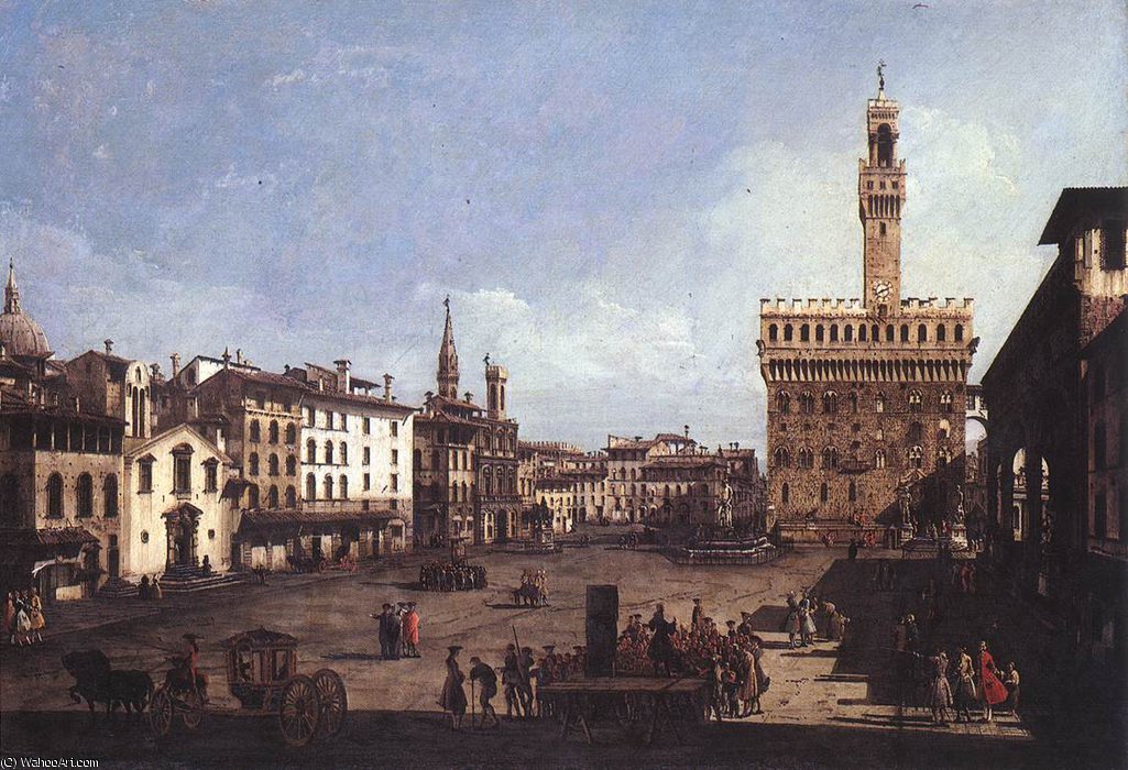 Order Art Reproductions Italy - The Piazza della Signoria in Florence by Bernardo Bellotto (1721-1780, Italy) | ArtsDot.com