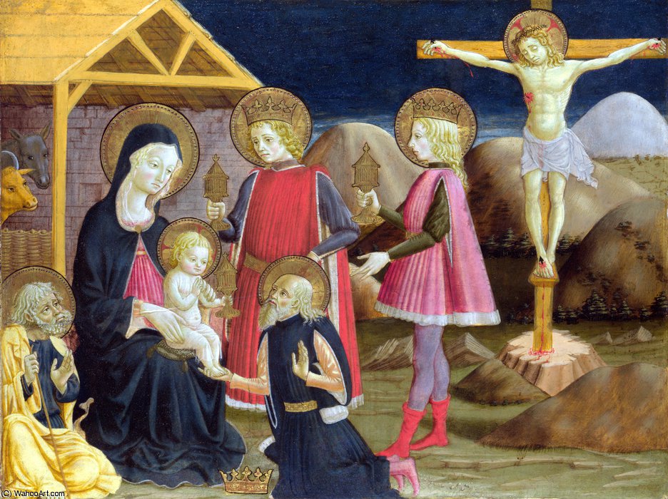 Order Artwork Replica The Adoration of the Kings, and Christ on the Cross by Benedetto Bonfigli (1420-1496, Italy) | ArtsDot.com