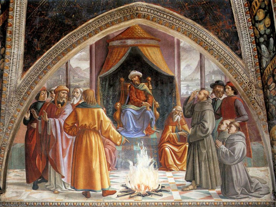 Order Paintings Reproductions frescoes - Test of Fire before the Sultan by Domenico Ghirlandaio (1449-1494, Italy) | ArtsDot.com