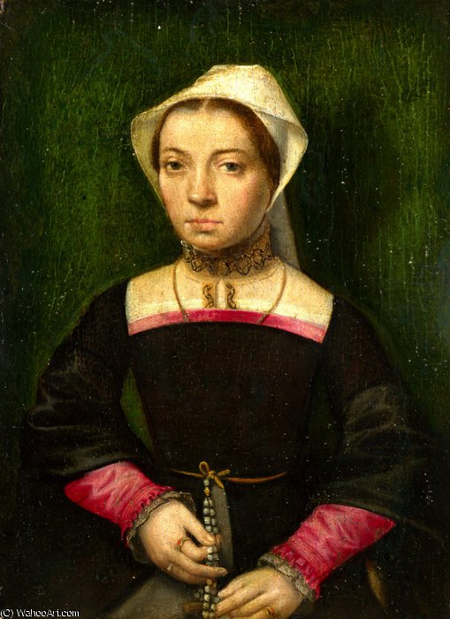 Order Paintings Reproductions A Lady with a Rosary by Catharina Van Hemessen (1528-1587, Belgium) | ArtsDot.com