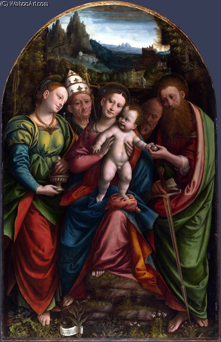 Buy Museum Art Reproductions The Madonna and Child with Saints by Bernardino Lanino (1512-1583, Italy) | ArtsDot.com