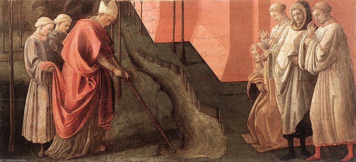 Order Paintings Reproductions Fredianus Diverts the River Serchio (14St) by Fra Filippo Lippi (1406-1469, Italy) | ArtsDot.com