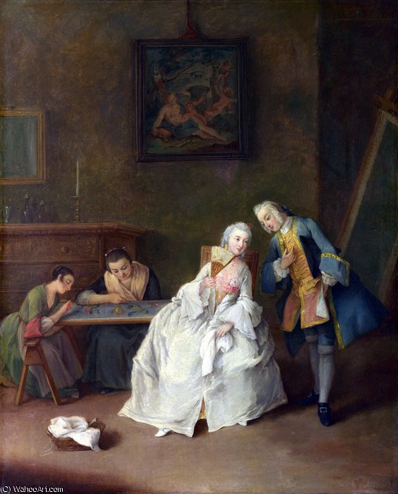 Buy Museum Art Reproductions A Lady receiving a Cavalier by Pietro Longhi (1701-1785, Italy) | ArtsDot.com