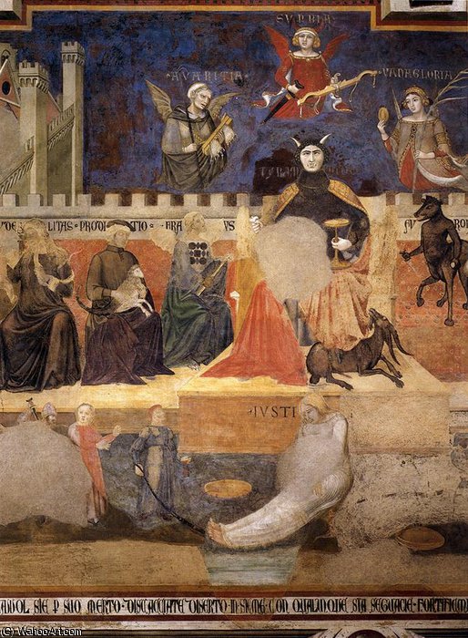 Order Paintings Reproductions Good and Bad-Allegory of Bad Government (detail) by Ambrogio Lorenzetti (1290-1348, Italy) | ArtsDot.com