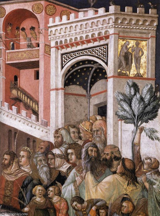 Order Paintings Reproductions Assisi-vault-Entry of Christ into Jerusalem (detail)2 by Pietro Lorenzetti (1280-1348, Italy) | ArtsDot.com