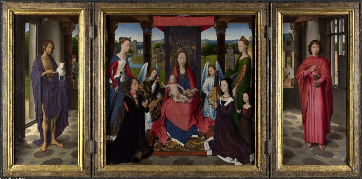 Buy Museum Art Reproductions middle - The Donne Triptych by Hans Memling (1430-1494, Germany) | ArtsDot.com