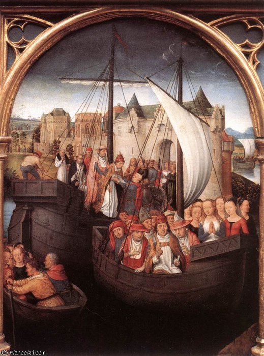 Order Oil Painting Replica Saint Ursula - Departure from Basle (scene - ) by Hans Memling (1430-1494, Germany) | ArtsDot.com
