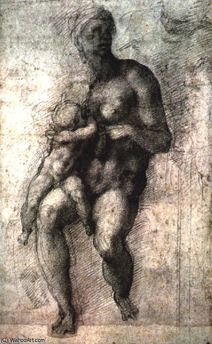 Order Artwork Replica - Study for a Madonna and Child by Michelangelo Buonarroti (1475-1564, Italy) | ArtsDot.com