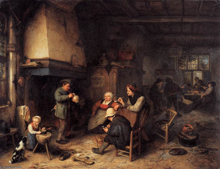 Order Art Reproductions Peasants in an Interior by Adriaen Van Ostade (1610-1685, Netherlands) | ArtsDot.com