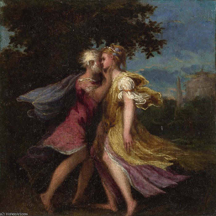 Buy Museum Art Reproductions Jupiter seducing Callisto by Andrea Schiavone (Andrea Meldolla) (1522-1563, Croatia) | ArtsDot.com