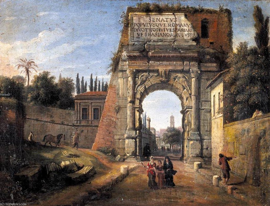 Order Art Reproductions View of the Arch of Titus by Gaspar Van Wittel (Caspar Andriaans Van Wittel) (1653-1736, Netherlands) | ArtsDot.com