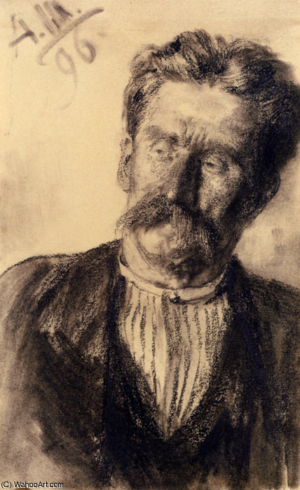 Order Artwork Replica Adolf friedrich head of a man by Adolph Von Menzel (1815-1905, Poland) | ArtsDot.com