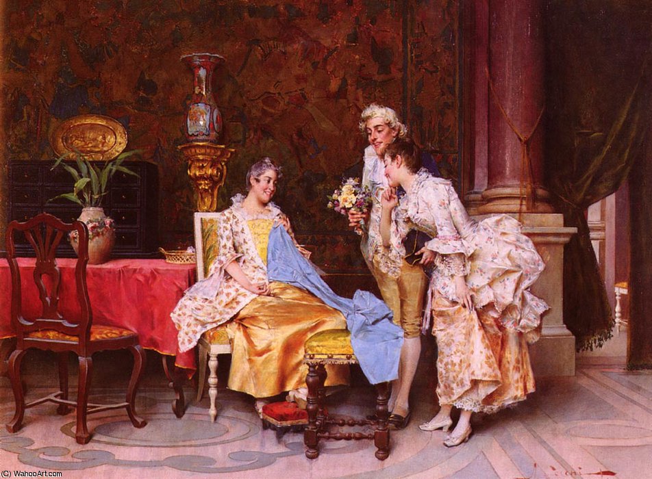 Order Oil Painting Replica At the dressmakers by Adriano Cecchi (1850-1936, Italy) | ArtsDot.com