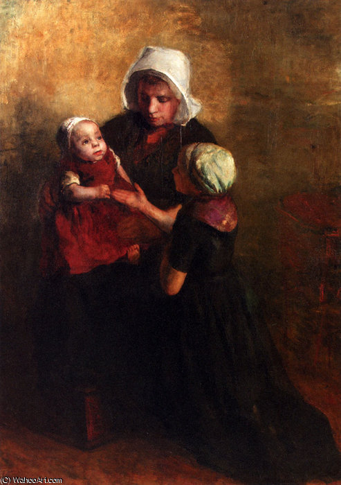 Buy Museum Art Reproductions Playing with little sister by Albert Neuhuys (1844-1914, Netherlands) | ArtsDot.com