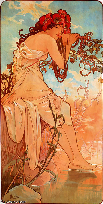 Order Oil Painting Replica Summer panel, 1896 by Alfons Maria Mucha (1860-1939, Czech Republic) | ArtsDot.com