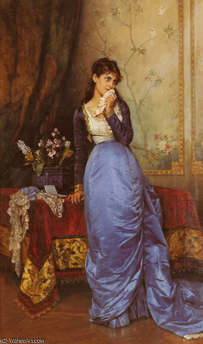 Order Paintings Reproductions The letter by Auguste Toulmouche (1829-1890, France) | ArtsDot.com