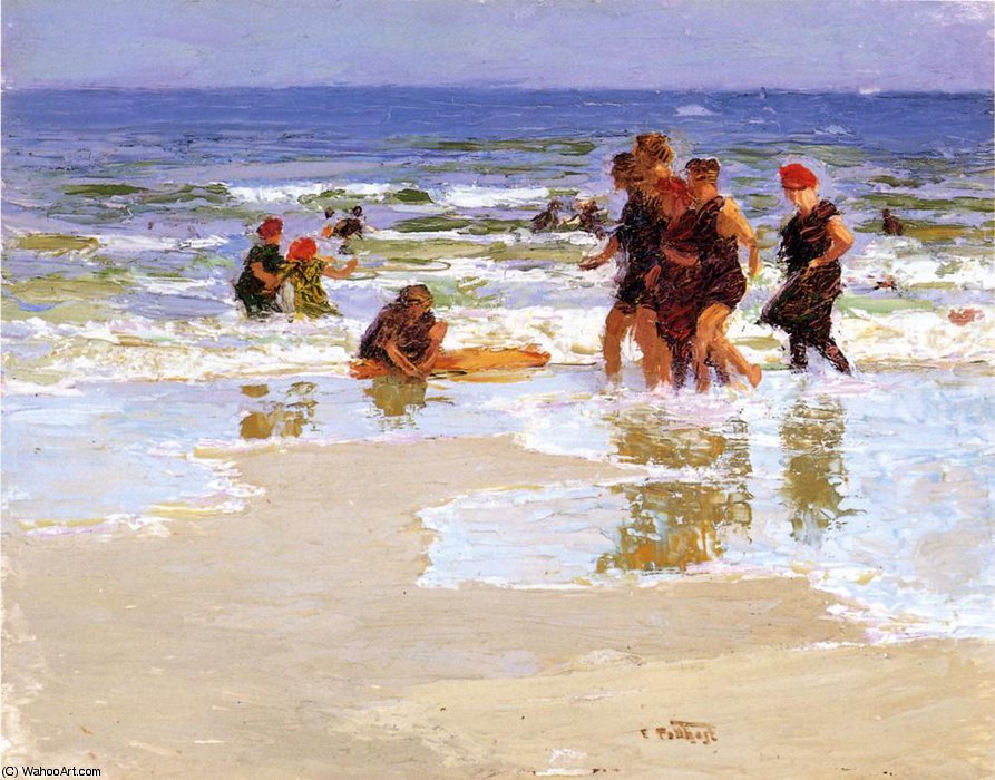 Order Oil Painting Replica At the Seashore by Edward Henry Potthast (1857-1927, United States) | ArtsDot.com