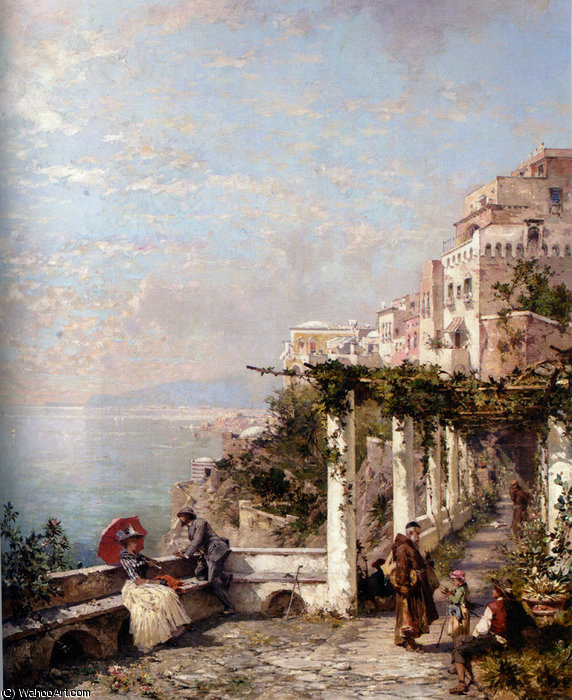 Buy Museum Art Reproductions Die Amalfi Kuste (The Amalfi Coast) by Franz Richard Unterberger (1837-1902, Austria) | ArtsDot.com