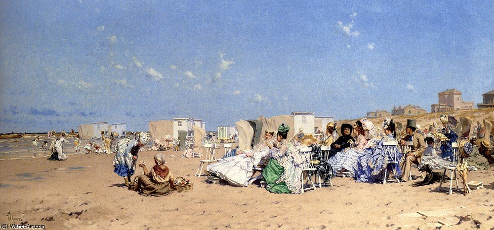 Buy Museum Art Reproductions beach at scheveningen holland by Frederick Hendrik Kaemmerer (1839-1904, Netherlands) | ArtsDot.com