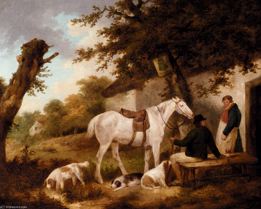 Buy Museum Art Reproductions Travellers resting outside the bell inn by George Morland (1763-1804, United Kingdom) | ArtsDot.com